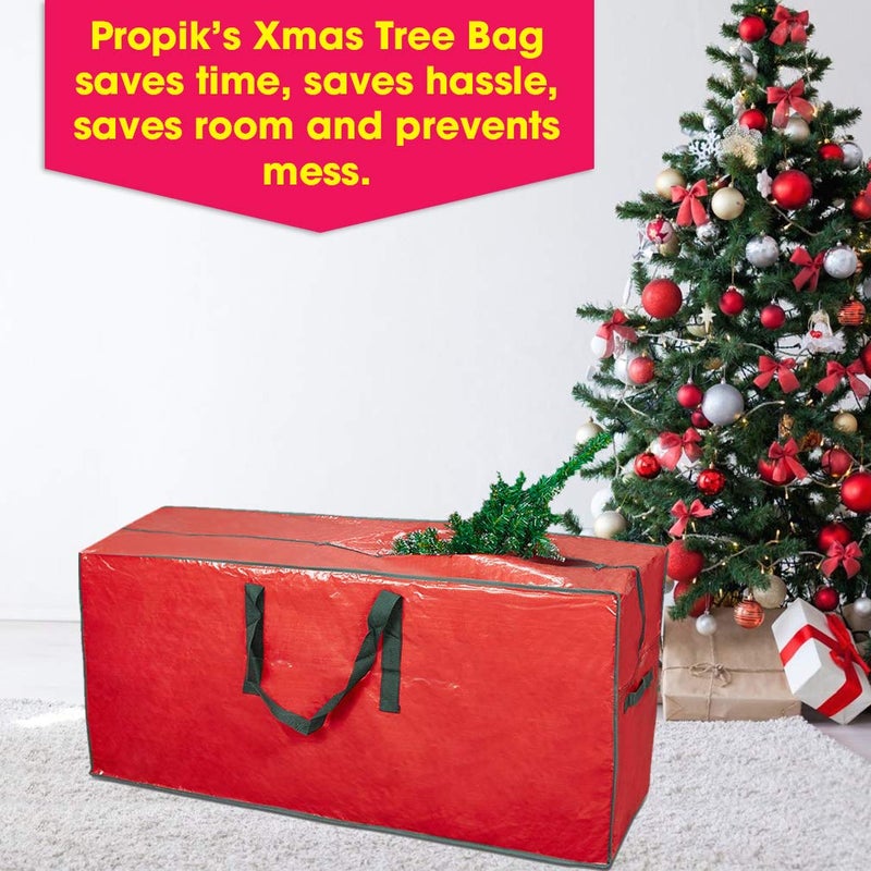 ProPik Christmas Tree Storage Bag | Fits Up to 7 ft. Tall Disassembled Tree | 45" x 15" x 20" Holiday Artificial Tree Storage Case | Perfect Xmas Storage Container with Handles and Sleek Zipper (Red) - Image 5